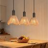 Nettlife Pendelleuchte Schwarz Rattan Retro Boho Hängelampe mit 1/3 flammige E27 Fassung, Höhenverstellbar, ohne Leuchtmittel, ob Schlafzimmer Flur Esszimmer Dachboden Küche Bild 2