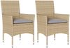 vidaXL Gartenstühle mit Kissen 2 Stk. Beige Poly Rattan 368112 Bild 2