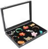 Sinoba Schmuckkasten Schmucklade Schmuckkästchen Schmuckbox für Ringe Ketten Ohrringe, Holz-Korpus, Velours-Bezug, mit Echtglas-Deckel Bild 1