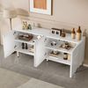 Sideboard 160 cm Weiß, modernes geometrisches Design, Aufbewahrungsschrank mit viel Stauraum, leisen Scharnieren, Metallfüßen Bild 5