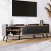 TV-Schrank mit zwei Schubladen,160×40×58 cm, Schwarz und holz,modernes Design, viel Stauraum Bild 3