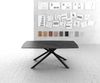 Esstisch Edge Bootsform 200x100cm Laminam® Keramik Noir Desir Braun Mittelfuß Kreuz Schwarz Bild 2