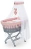 FabiMax Stubenwagen Grau lackiert, 2 in 1 Musselin / Waffelpiqué Komplettset Rosa mit Decke und Kissen Bild 3