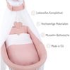 FabiMax Stubenwagen Grau lackiert, 2 in 1 Musselin / Waffelpiqué Komplettset Rosa mit Decke und Kissen Bild 2