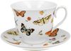 DUO CROCUS Kollektion Tasse 250 ml BUTTERFLIES mit Untertasse, New Bone China Porzellan Bild 1