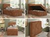 TILIO Jugendbett 90x200 mit Bettkasten - Boxspringbett mit 7-Zonen-Taschenfederkernmatratze, hohes Kopfteil, Einzelbett mit Stauraum - Orange Cordstoff - H3 - Links Bild 2