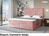 MEBLINI Boxspringbett ASTON 140x200 cm mit Bettkasten - H3/Rosa Samt Polsterbett - Doppelbett mit Topper & Taschenfederkern-Matratze Bild 2