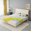 Polsterbett 160×200 cm mit gepolstertem Kopfteil und niedrigem Rahmen, Beige Bild 2