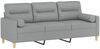 vidaXL 3-Sitzer-Sofa mit Zierkissen Hellgrau 180 cm Stoff 3200829 Bild 3