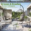 Sekey Hängesessel mit Gestell Hängekorb Sessel Rattan klappbarer Hängestuhl als Schaukel, Outdoor und Indoor Garten, Balkon bis 150 kg belastbar mit Kissen Bild 3