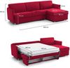 Dmora Schlafsofa mit Halbinsel Sumirago, Wandelbares Ecksofa für das Wohnzimmer, gepolstert, abnehmbar, 100 % Made in Italy-Qualität, 260x160 h90 cm, Rot Bild 3