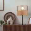 LED Tischleuchte, Metall, schwarz, Holzgeflecht, E27, H 42 cm Bild 3