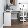 L-förmiger Schreibtisch 140 cm, Weiß, mit Ablagefach und Kabelführung, modernes Design, ideal für Home-Office und Büro Bild 4