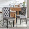 Esszimmerstuhl 2er Set 100cm×61cm×45cm in Grau aus Samt mit Massivholzbeinen Bild 1
