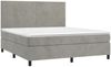 vidaXL Boxspringbett mit Matratze & LED Hellgrau 180x200 cm Samt 3136017 Bild 3
