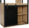 Vente-unique - YALENA Bookcase Holz, PlatteMetallHolz, Platte SchwarzBeige - B 35 cm x H 180 cm x L 80 cm Bild 4