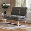 HOMCOM 2-Sitzer mit Massivholzbeine, Leinenoptik, Couch 1 Teile, für Wohnzimmer, Schlafzimmer, Dunkelgrau Bild 2