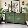 Chinesisches Sideboard Oliv Messingbeschlag vintage schlicht Schrank Kommode Kolonial-Stil Antik-Stil Lowboard asiatisch orientalisch Fernost shabby-chic Landhaus Bild 5