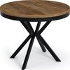 WFL GROUP Esstisch Ross ausziehbar rund industrial mit schwarzen Metallbeinen (MADE IN EU, erhältlich in 3 Größen – 90/100/120 cm ausziehbar auf 170/180/200 cm), platzsparender Tisch in Holzoptik für Küche, Esszimmer oder Wohnzimmer Bild 2