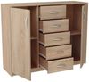Home Collective Kommode mit 5 Schubladen und 2 Türen in matter Ausführung, Kommode 110cm breit (mit hochwertigen Polymergriffen, aus laminierter Platte gefertigt, Metallrollen mit Auszugsstopp), Holz Schrank Sideboard Highboard Kommode mit Schubladen s... Bild 3