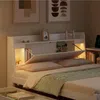Stauraumbett, 140x200 cm, Lattenrost, Schubladen, Regal, LED-Beleuchtung, Mehrfachsteckdose, Doppelbett, Holzbett, Jugendbett, Kiefer Bild 4