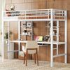 Hochbett mit Schreibtisch, Regal, Rausfallschutz und Lattenrost, 90x200 cm, Metallbett, Kinderbett Bild 3