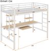 Hochbett mit Schreibtisch, Regal, Rausfallschutz und Lattenrost, 90x200 cm, Metallbett, Kinderbett Bild 5