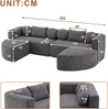 Schlafsofa 292 x 165 x 68 cm Schwarz, Chenille, modular mit Schlaffunktion und wolkiger Polsterung Bild 5