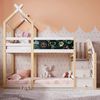 Merax Etagenbett, Hochbett, Kinderbett Baumhaus inkl. Tafel Bett mit Speicherung und Rausfallschutz 90 x 200 cm, 2x Lattenrost- Natur & Weiß(ohne Matratze) Bild 2