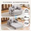 LVHOM 3-in-1 Schlafsessel, Klappsofa mit Schlaffunktion, Einzelschlafsofa mit Seitentaschen und Kissen, Polstersofa aus Cordstoff, frei Kombination, Hellgrau Bild 3