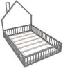 Hausbett mit Lattenrost und Rausfallschutz, 140x200 cm, Kinderbett, Jugendbett, Kiefer Bild 5