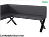 MEBLINI Eckbank für Esszimmer mit ausziehbarem Tisch - Küchenbank - Essecke - Sitzecke Küche - TONI - X-Beine 128x168x87cm Links - Grau Kunstleder/M Weiß Hochgl. Bild 5
