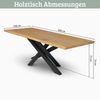 Massivholz Wohnzimmertisch mit Baumkante RAGNAR - 280x100cm, Eichenholz, T-Spider Gestell | Esstisch Holz Küchentisch Esszimmertisch Bild 2