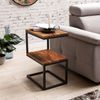 Beistelltisch AKOLA S-Form Massiv-Holz Sheesham / Metall 45 x 60 x 30 cm, Design Wohnzimmertisch Landhaus-Stil, Anstelltisch Ablagetisch eckig Bild 2