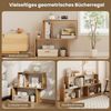 3-stöckiges geometrisches Bücherregal freistehendes Holzregal mit 2 würfelförmigen Fächern Natur Bild 5