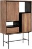Bücherschrank Metropole Low aus Teakholz, modern massiv, natur, mit Klapptüren und Schublade Bild 2