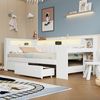 Merax Daybett Einzelbett Gepolstertes 90x200 Daybed mit USB-Anschlüssen und LED-Gürtel, mit Schreibtisch und 2 Schubladen, weiß Bild 5