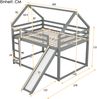 Etagenbett in Hausform 140×200 cm mit Rutsche, Leiter und Rausfallschutz, Grau, ohne Matratze Bild 5