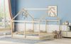 Bett 90x200 cm Hausmodell 2-in-1 mit Geländer – Kinderbett aus Kiefernholz und MDF, natur Bild 5