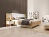 Vente-unique - ELYNIA Bett SamtHolz, Platte BeigeWeiß - B 210 cm x H 104,4 cm x L 256,4 cm Bild 2