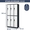 Umkleideschrank Spind IGOR - 6 Abteile, Etikettenhalter Lüftungsschlitze | Umkleidespind Schließfachschrank Garderobenspind, 185x90x45cm Anthrazit-Weiß Bild 2