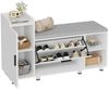 FiveWillowise Schuhschrank mit Sitzfläche & Stauraum, 105×34×67 cm, 3 Klappen & 8 Metallfüßen Weiß, Schuhbank mit Sitzfläche für Flur & Eingang Bild 2