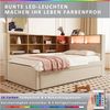 Merax Daybett 90x200cm mit Ausziehbett 90x190cm, Polsterbett Schlafsofa Tagesbett mit LED, Steckdosen und Ablagefächern Bild 3