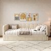 Merax Einzelbett, Polsterbett, 90x200 cm Daybett, Tagesbett, Sofabett, mit 2 Schubladen für Stauraum, Schlafsofa, Tagbett , ausziehbar auf 180 cm, mit USB-Anschluss, Chenille, Beige Bild 3