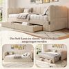 Merax Einzelbett, Polsterbett, 90x200 cm Daybett, Tagesbett, Sofabett, mit 2 Schubladen für Stauraum, Schlafsofa, Tagbett , ausziehbar auf 180 cm, mit USB-Anschluss, Chenille, Beige Bild 5