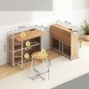 Schreibtisch klappbar mit Steckdose Klapptisch mit Hocker Computertisch mit Regalen & Metallrahmen 90 x 55 x 83 cm Natur Bild 2