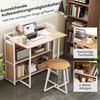 Schreibtisch klappbar mit Steckdose Klapptisch mit Hocker Computertisch mit Regalen & Metallrahmen 90 x 55 x 83 cm Natur Bild 5