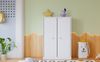 Merax Kleiner Kleiderschrank mit Stange, 2-türiger Kleiderschrank, Schlafzimmer, Wohnzimmer, Kinderkleiderschrank, MDF, Weiß Bild 3