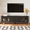 TV-Schrank 175 x 38 x 55,5 cm aus Spanplatte in Schwarz mit geriffeltem Glas & Push-to-Open Bild 4