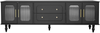 TV-Schrank 175 x 38 x 55,5 cm aus Spanplatte in Schwarz mit geriffeltem Glas & Push-to-Open Bild 2